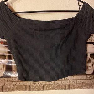 PRIVACY PLEASE BLACK CROP TOP